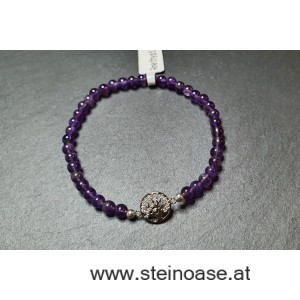 Armband Amethyst + Baum 4mm Gr.S